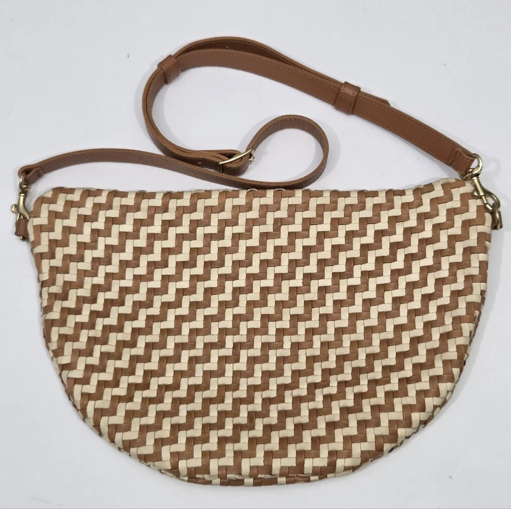 Clare V Woven Tan and Cream Crossbody Belt Bag - Picture 10 of 10